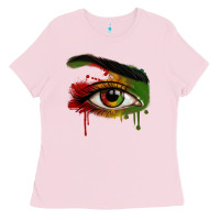 Bubblegum Pink Watercolor Juneteenth eyes Ladies Tee - RanaPortraitStore