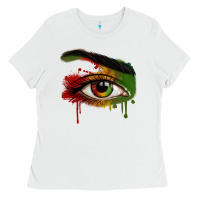 White Watercolor Juneteenth eyes Ladies Tee - RanaPortraitStore