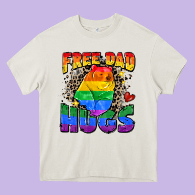 Free Dad Hugs Heavy Core Tee Designed By Zillion Design Studio