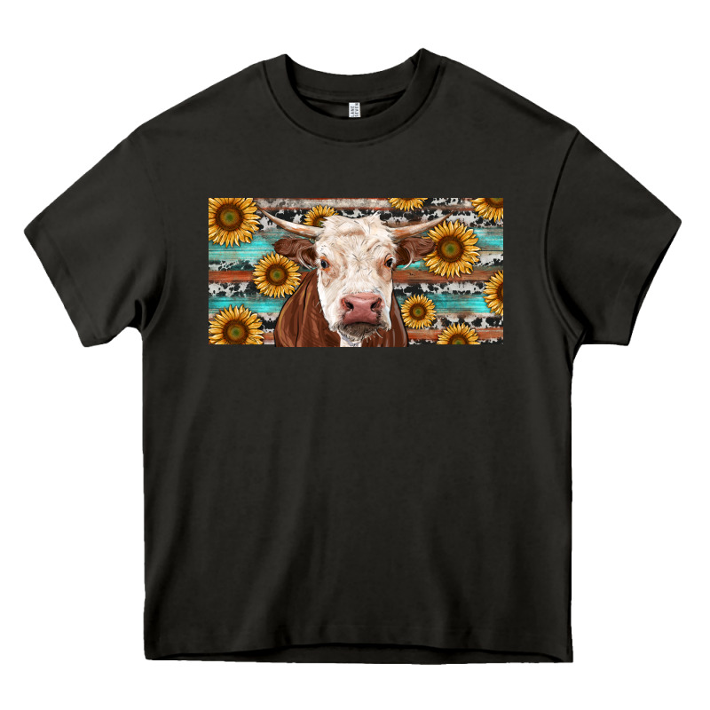Heifer With Sunflower And Serape Heavy Core Tee by RanaPortraitStore | Teevron