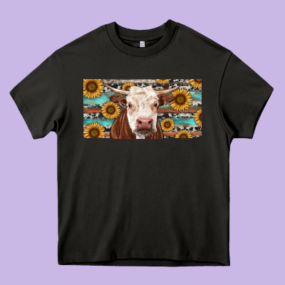 Heavy Core Tee Heifer With Sunflower And Serape