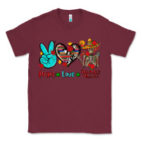 Burgundy peace love dia de los muertos Classic Tee - AdoDesignShop