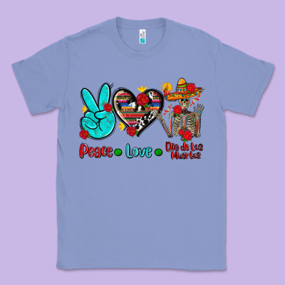 Peace Love Dia De Los Muertos Classic Tee Designed By Adodesignshop