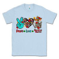 Dusty Blue peace love dia de los muertos Classic Tee - AdoDesignShop