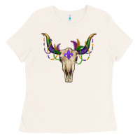 Bone Mardi Gras Bull Skull Ladies Tee - RanaPortraitStore