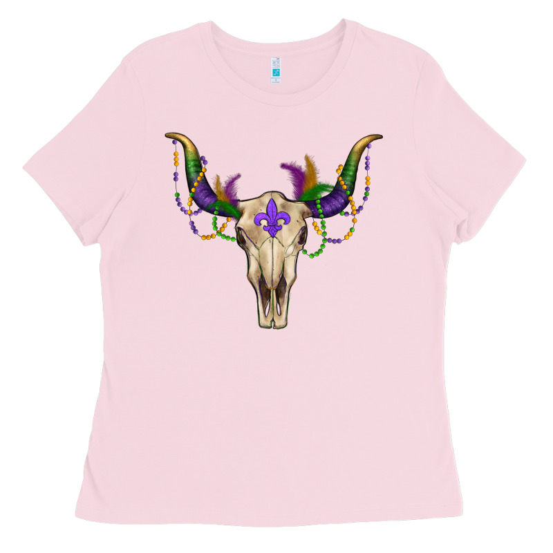 Mardi Gras Bull Skull Ladies Tee by RanaPortraitStore | Teevron