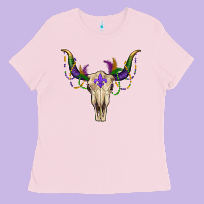 Ladies Tee Mardi Gras Bull Skull