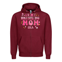 Burgundy in my wrestling mom era Zipper Hoodie - MaliasSmallBusiness