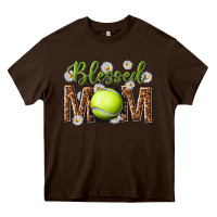 Chocolate Brown blessed mom with tennis and daisy Heavy Core Tee - texasbilliewilder