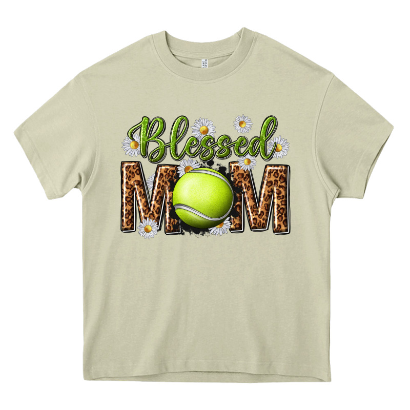 Blessed Mom With Tennis And Daisy Heavy Core Tee by texasbilliewilder | Teevron