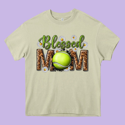 Blessed Mom With Tennis And Daisy Heavy Core Tee Designed By Texasbilliewilder