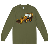 Army Green Backhoe Loader Truck Long Sleeve Tee - LillyAllenDesigns