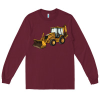 Burgundy Backhoe Loader Truck Long Sleeve Tee - LillyAllenDesigns
