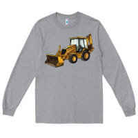 Heather Grey Backhoe Loader Truck Long Sleeve Tee - LillyAllenDesigns