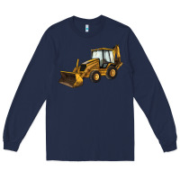 Navy Backhoe Loader Truck Long Sleeve Tee - LillyAllenDesigns