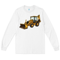 White Backhoe Loader Truck Long Sleeve Tee - LillyAllenDesigns