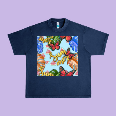 Summer And Leaf Seamless Pattern Urban Heavy Tee Designed By Bundleandbundleshop