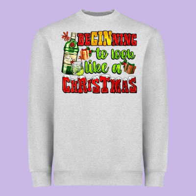 Beginning To Look Like A Christmas With Gin And Gifts Heavyweight Sweatshirt Designed By Adodesignshop