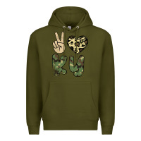Army Green Peace Love Premium Hoodie - Bettercallsaul
