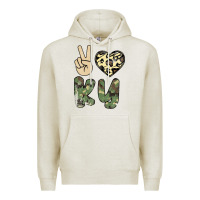 Oatmeal Heather Peace Love Premium Hoodie - Bettercallsaul