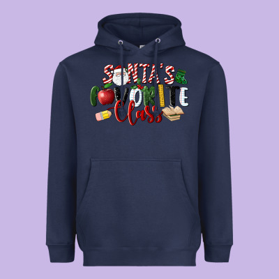 Santa's Favorite Class Christmas Heavyweight Hoodie Designed By Lillyallendesigns