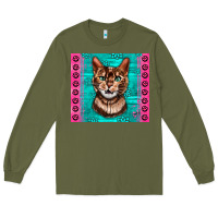 Army Green Western Bengal Cat Long Sleeve Tee - LillyAllenDesigns