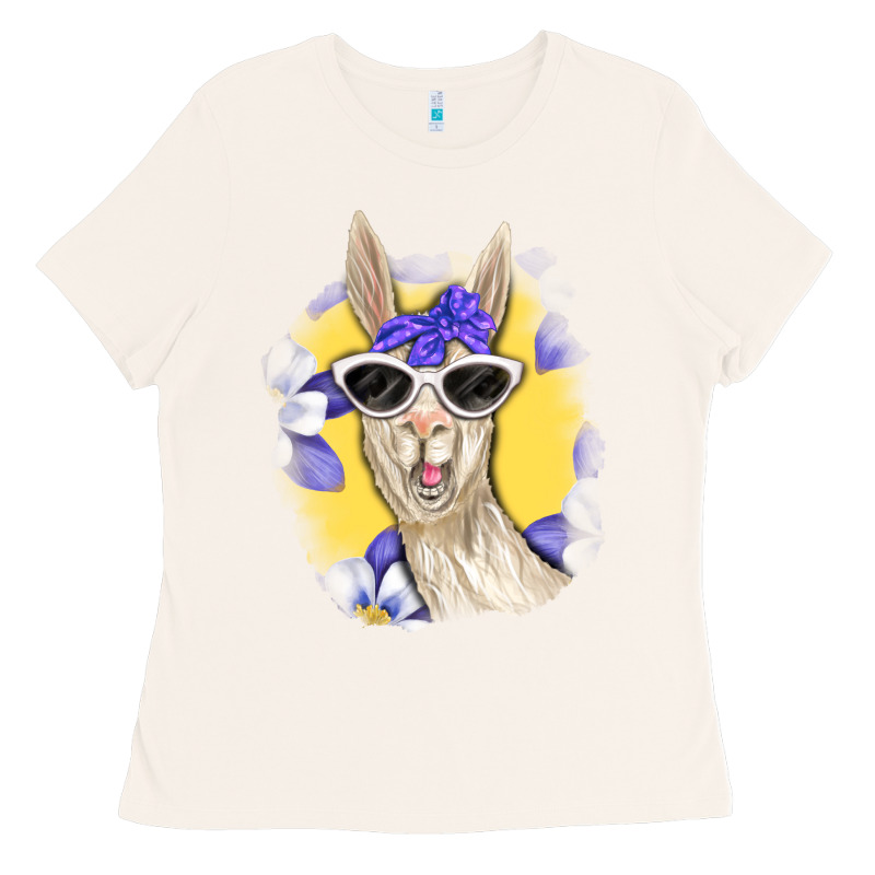 Llama With Sunglasses Ladies Tee by RanaPortraitStore | Teevron