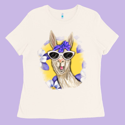 Ladies Tee Llama With Sunglasses