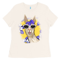 Bone Llama With Sunglasses Ladies Tee - RanaPortraitStore