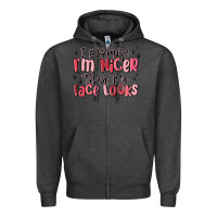 Charcoal Heather i promise i'm nicer than my face looks Zipper Hoodie - MaliasSmallBusiness