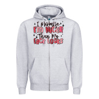 Heather Grey i promise i'm nicer than my face looks Zipper Hoodie - MaliasSmallBusiness