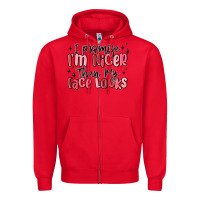 Red i promise i'm nicer than my face looks Zipper Hoodie - MaliasSmallBusiness