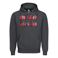 Smoke i promise i'm nicer than my face looks Zipper Hoodie - MaliasSmallBusiness
