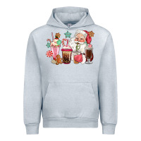 Heather Grey pink santa christmas santa coffe cups Urban Hoodie - CowGirlArtShop