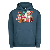 Pigment Midnight Navy pink santa christmas santa coffe cups Urban Hoodie - CowGirlArtShop