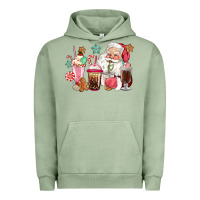 Pigment Oil Green pink santa christmas santa coffe cups Urban Hoodie - CowGirlArtShop