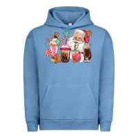 Pigment Pebble Blue pink santa christmas santa coffe cups Urban Hoodie - CowGirlArtShop