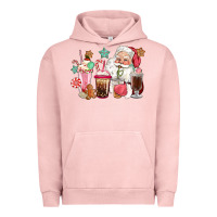 Pigment Salmon pink santa christmas santa coffe cups Urban Hoodie - CowGirlArtShop