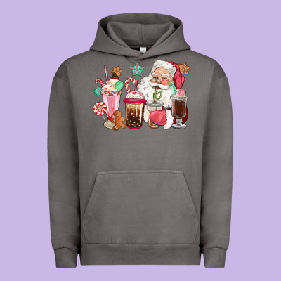 Pink Santa Christmas Santa Coffe Cups Urban Hoodie Designed By Cowgirlartshop