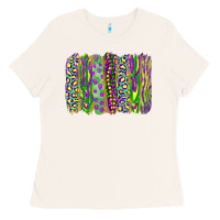 Bone Mardi Gras Leopard Beads Brushstrokes Ladies Tee - RanaPortraitStore
