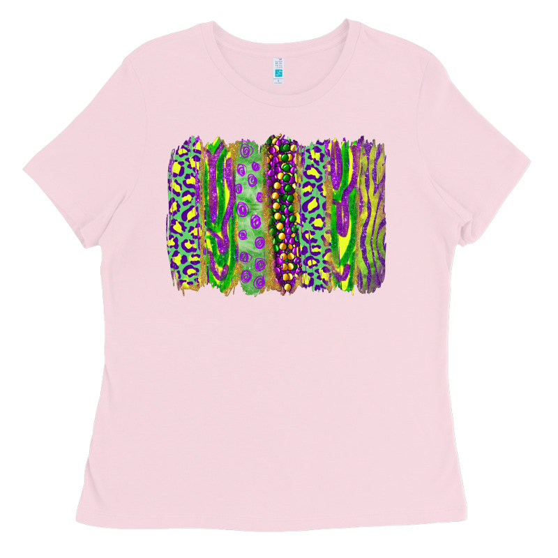 Mardi Gras Leopard Beads Brushstrokes Ladies Tee by RanaPortraitStore | Teevron