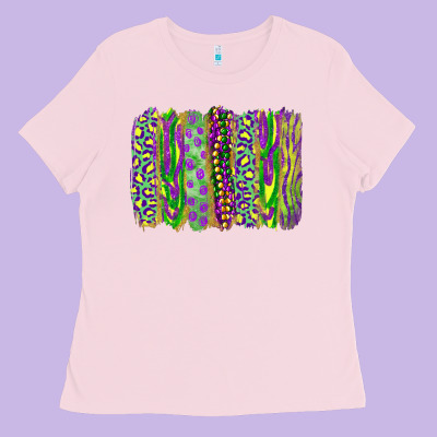 Ladies Tee Mardi Gras Leopard Beads Brushstrokes