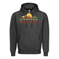 Charcoal Heather western Zipper Hoodie - NancyCooperArtShop