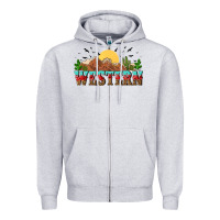 Heather Grey western Zipper Hoodie - NancyCooperArtShop