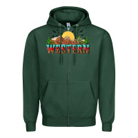 Sports Green western Zipper Hoodie - NancyCooperArtShop