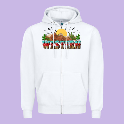 Western Zipper Hoodie Designed By Nancycooperartshop