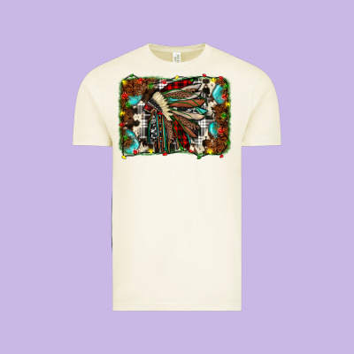 Christmas Indian Headdress Vintage Tee Designed By Jahusdesignshop