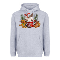 Heather Grey christmas vibes hot cocoa Heavyweight Hoodie - LillyAllenDesigns