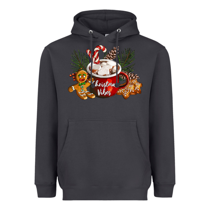 Christmas Vibes Hot Cocoa Heavyweight Hoodie by LillyAllenDesigns | Teevron