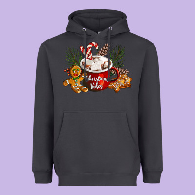 Christmas Vibes Hot Cocoa Heavyweight Hoodie Designed By Lillyallendesigns